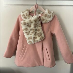 2T Pink Toddler Coat with Faux Fur Collar